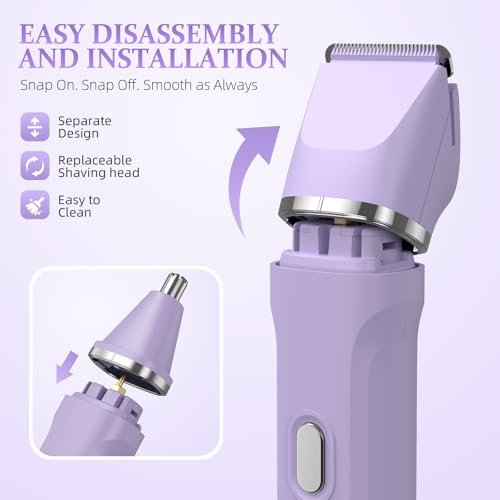 HOHOLE 5-in-1 Bikini Trimmer for Women – IPX7 Waterproof Electric Shaver, Cordless Body Hair Trimmer, Ceramic Blade (Purple) Avelisse