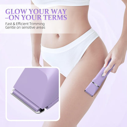HOHOLE 5-in-1 Bikini Trimmer for Women – IPX7 Waterproof Electric Shaver, Cordless Body Hair Trimmer, Ceramic Blade (Purple) Avelisse