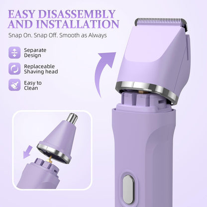 HOHOLE 5-in-1 Bikini Trimmer for Women – IPX7 Waterproof Electric Shaver, Cordless Body Hair Trimmer, Ceramic Blade (Purple) Avelisse