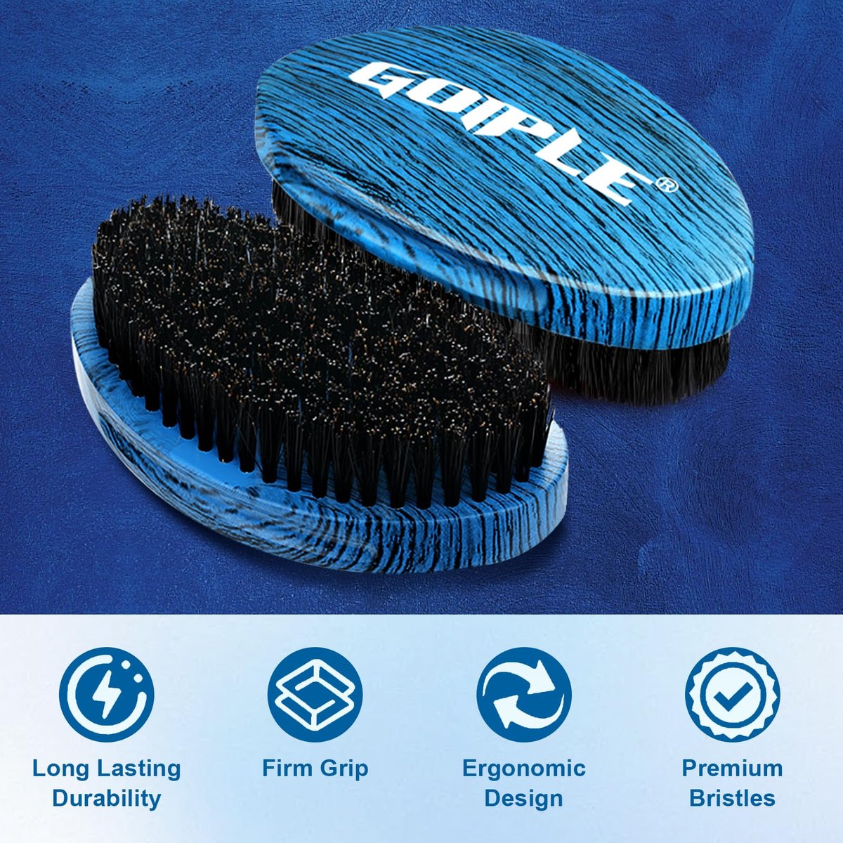 Curved 360 Wave Brush for Black Men - Medium Hard Palm Brush with Natural Boar Bristle & Wood Handle, Strong Hold Wave Pomade for Creating 360 Layer Hair Waves Avelisse