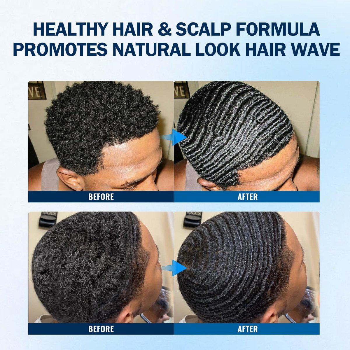 Curved 360 Wave Brush for Black Men - Medium Hard Palm Brush with Natural Boar Bristle & Wood Handle, Strong Hold Wave Pomade for Creating 360 Layer Hair Waves Avelisse