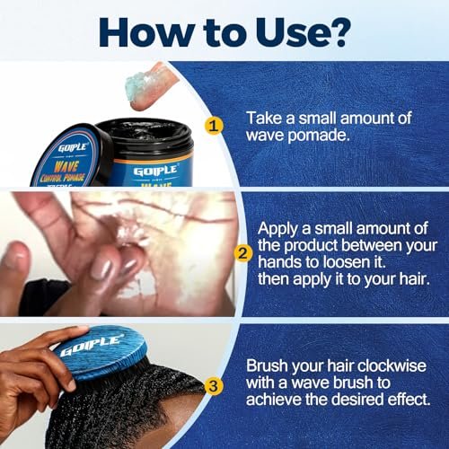 Curved 360 Wave Brush for Black Men - Medium Hard Palm Brush with Natural Boar Bristle & Wood Handle, Strong Hold Wave Pomade for Creating 360 Layer Hair Waves Avelisse