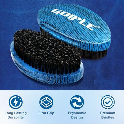 Curved 360 Wave Brush for Black Men - Medium Hard Palm Brush with Natural Boar Bristle & Wood Handle, Strong Hold Wave Pomade for Creating 360 Layer Hair Waves Avelisse