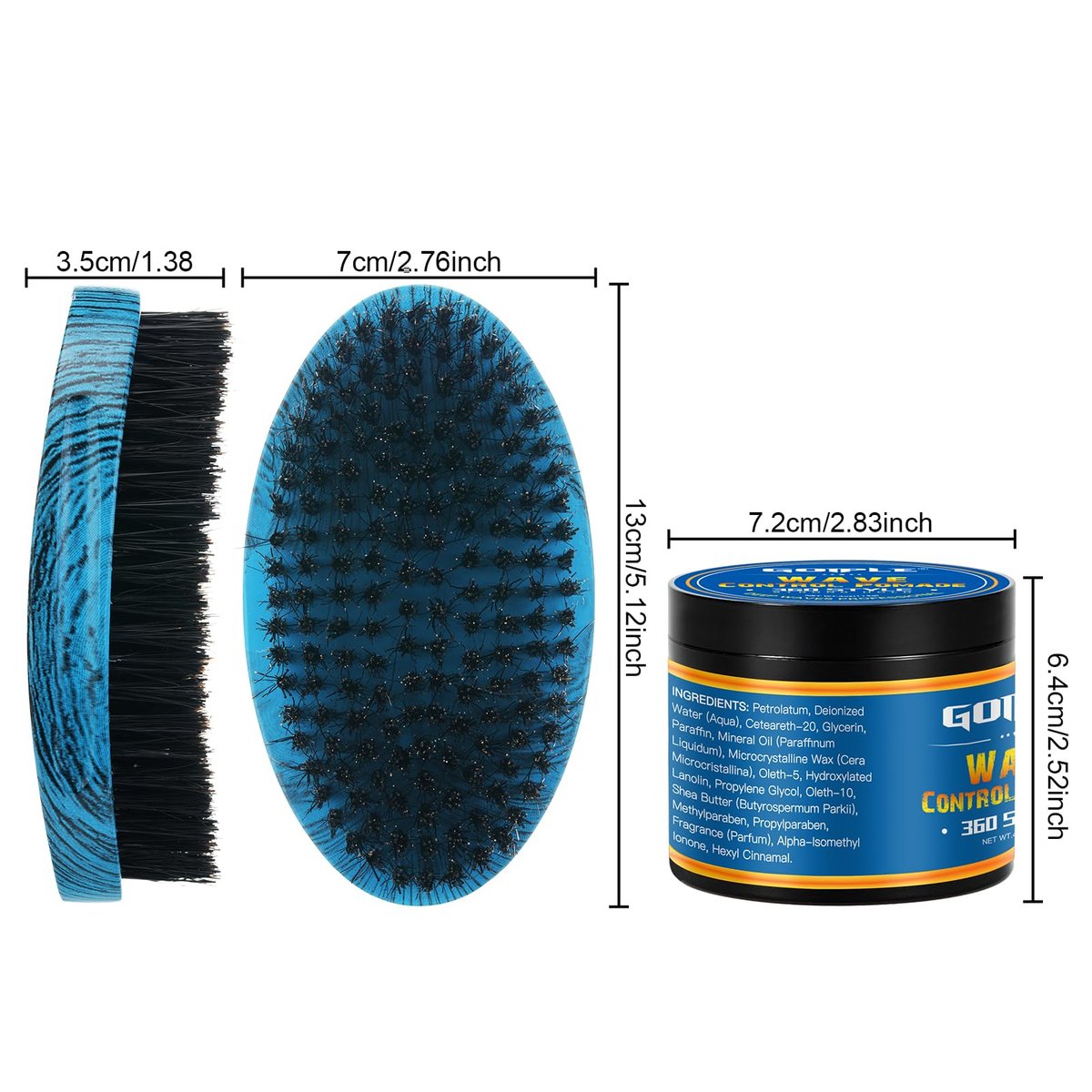 Curved 360 Wave Brush for Black Men - Medium Hard Palm Brush with Natural Boar Bristle & Wood Handle, Strong Hold Wave Pomade for Creating 360 Layer Hair Waves Avelisse