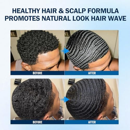 Curved 360 Wave Brush for Black Men - Medium Hard Palm Brush with Natural Boar Bristle & Wood Handle, Strong Hold Wave Pomade for Creating 360 Layer Hair Waves Avelisse