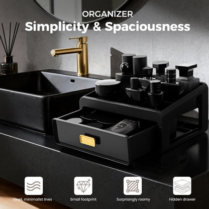 UJQSUN Black Cologne Organizer for Men - Perfume Tray & Dresser Organizer, Bathroom Countertop Storage, Under Sink Organizer, Colognes Stand