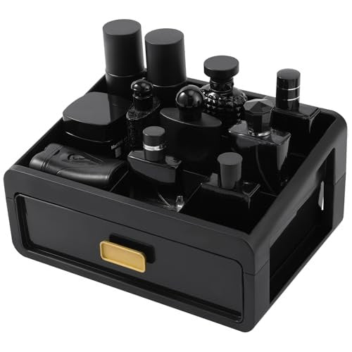 UJQSUN Black Cologne Organizer for Men - Perfume Tray & Dresser Organizer, Bathroom Countertop Storage, Under Sink Organizer, Colognes Stand - görsel 14