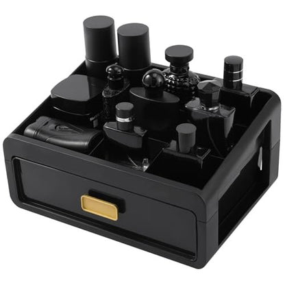 UJQSUN Black Cologne Organizer for Men - Perfume Tray & Dresser Organizer, Bathroom Countertop Storage, Under Sink Organizer, Colognes Stand