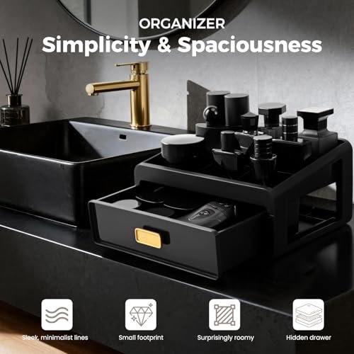 UJQSUN Black Cologne Organizer for Men - Perfume Tray & Dresser Organizer, Bathroom Countertop Storage, Under Sink Organizer, Colognes Stand - görsel 8