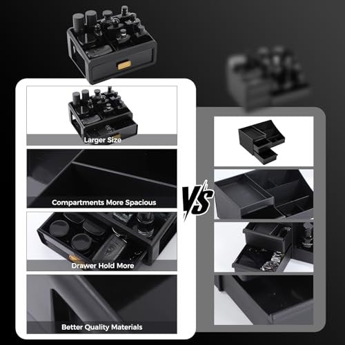 UJQSUN Black Cologne Organizer for Men - Perfume Tray & Dresser Organizer, Bathroom Countertop Storage, Under Sink Organizer, Colognes Stand - görsel 10