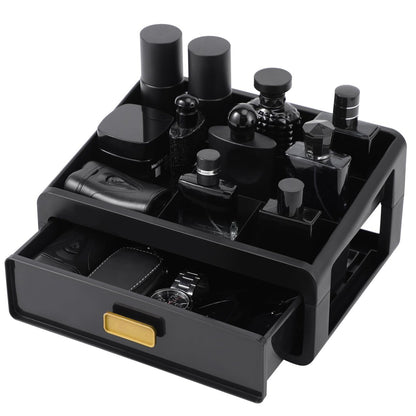 UJQSUN Black Cologne Organizer for Men - Perfume Tray & Dresser Organizer, Bathroom Countertop Storage, Under Sink Organizer, Colognes Stand