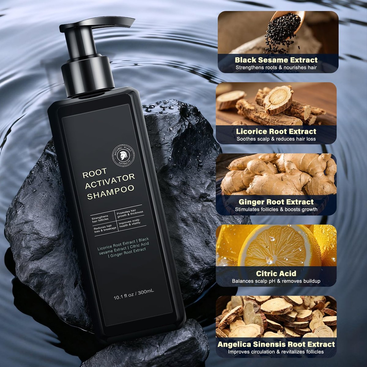 Root Activator Shampoo For Men - Hair Growth Shampoo for Hair Loss and Thinning Hair - 300 mL/10.1 fl oz Avelisse