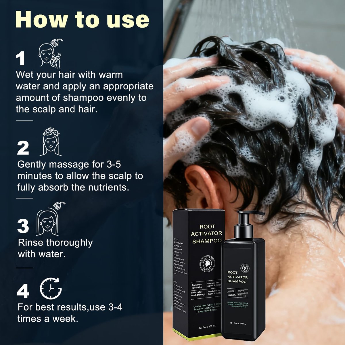 Root Activator Shampoo For Men - Hair Growth Shampoo for Hair Loss and Thinning Hair - 300 mL/10.1 fl oz Avelisse
