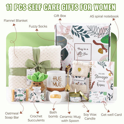 Get Well Soon Self Care Gift Basket for Women - Inspirational Thinking of You Gift Set, Relaxation Feel Better Hug in a Box, Chemo Care Package for Mom, Friend, Sister, Wife Avelisse