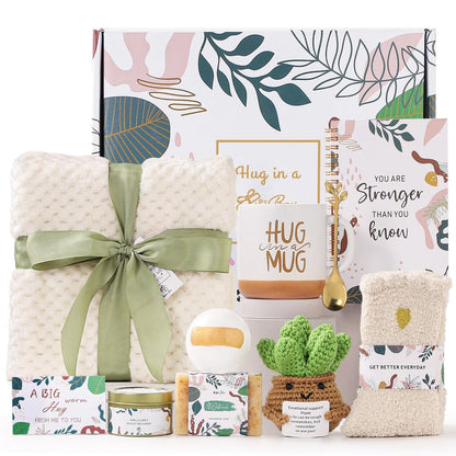 Get Well Soon Self Care Gift Basket for Women - Inspirational Thinking of You Gift Set, Relaxation Feel Better Hug in a Box, Chemo Care Package for Mom, Friend, Sister, Wife Avelisse