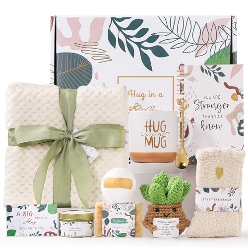 Get Well Soon Self Care Gift Basket for Women - Inspirational Thinking of You Gift Set, Relaxation Feel Better Hug in a Box, Chemo Care Package for Mom, Friend, Sister, Wife Avelisse