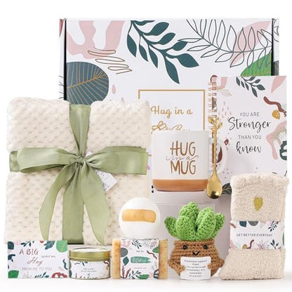 Get Well Soon Self Care Gift Basket for Women - Inspirational Thinking of You Gift Set, Relaxation Feel Better Hug in a Box, Chemo Care Package for Mom, Friend, Sister, Wife Avelisse