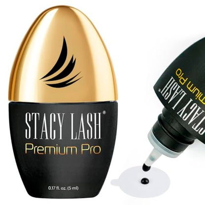 STACY LASH Premium Pro Eyelash Extension Glue – Extra Strong Black Adhesive, 0.3 Sec Drying, 7 Week Retention (0.17 fl oz/5ml) Avelisse