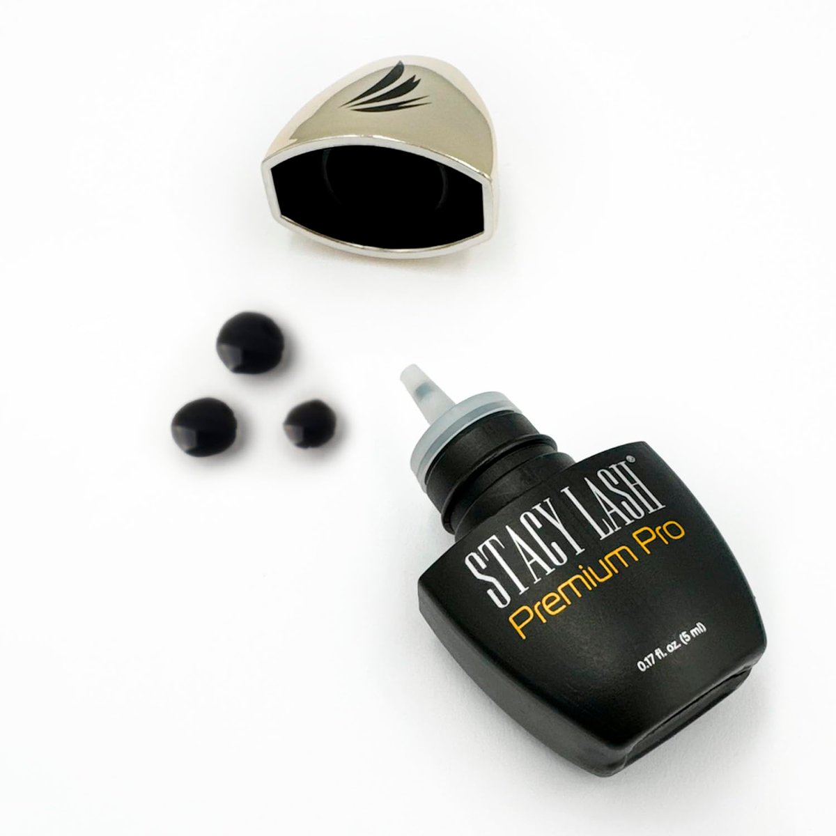 STACY LASH Premium Pro Eyelash Extension Glue – Extra Strong Black Adhesive, 0.3 Sec Drying, 7 Week Retention (0.17 fl oz/5ml) Avelisse