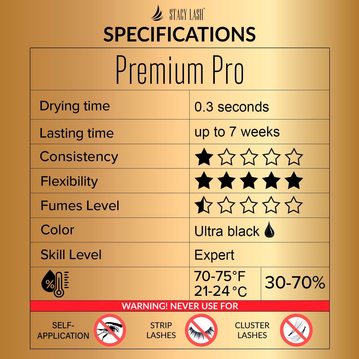 STACY LASH Premium Pro Eyelash Extension Glue – Extra Strong Black Adhesive, 0.3 Sec Drying, 7 Week Retention (0.17 fl oz/5ml) Avelisse