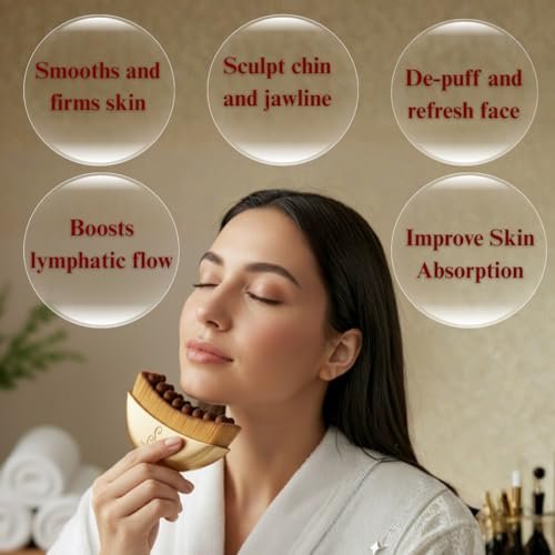 Lymphatic Contour Face Brush for Facial Sculpting – Anti-Puffiness, Detox & Lift, Improves Skin Glow & Absorption – Guasha Depuff Lift Brush for Face, Neck, Chin Massage – Instruction Included Avelisse
