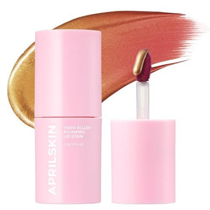 APRILSKIN Hero All Day Plumping Lip Stain - 24H Long-Lasting, Quick Visible Plumping, Smudge-Proof & Transfer Proof Wipe-Off Tint - Natural Rose (0.14 oz)