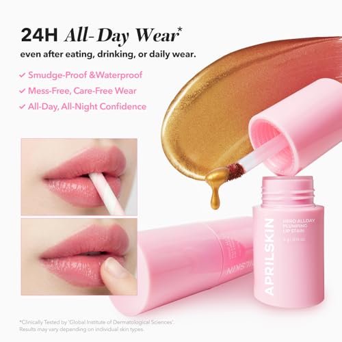 APRILSKIN Hero All Day Plumping Lip Stain - 24H Long-Lasting, Quick Visible Plumping, Smudge-Proof & Transfer Proof Wipe-Off Tint - Natural Rose (0.14 oz) - görsel 6