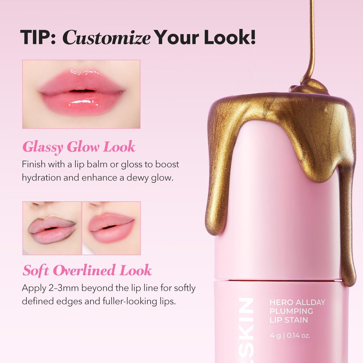APRILSKIN Hero All Day Plumping Lip Stain - 24H Long-Lasting, Quick Visible Plumping, Smudge-Proof & Transfer Proof Wipe-Off Tint - Natural Rose (0.14 oz) - görsel 15