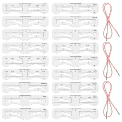 3Set Eyebrow Shaping Stencil - Reusable S/M/L Brow Stencil Kit with Strap for Beginners, Travel, Makeup Salons (Eyebrow Distance 2.0-3.5cm)