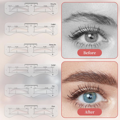 3Set Eyebrow Shaping Stencil - Reusable S/M/L Brow Stencil Kit with Strap for Beginners, Travel, Makeup Salons (Eyebrow Distance 2.0-3.5cm)
