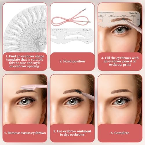 3Set Eyebrow Shaping Stencil - Reusable S/M/L Brow Stencil Kit with Strap for Beginners, Travel, Makeup Salons (Eyebrow Distance 2.0-3.5cm) - görsel 8