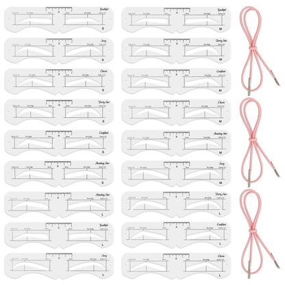 3Set Eyebrow Shaping Stencil - Reusable S/M/L Brow Stencil Kit with Strap for Beginners, Travel, Makeup Salons (Eyebrow Distance 2.0-3.5cm)