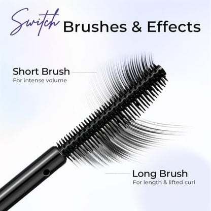 SACE LADY Waterproof Mascara - All-in-Lash Volume & Length, Smudge-Proof & Sweat-Proof, Long-Lasting Curl, Natural Black Eye Makeup for Women Avelisse