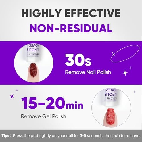 OAKDOLCHE 250 Pack Bulk Acetone Nail Polish Remover Pads, Individually Wrapped & Travel-Friendly, Quick & Effective for Gel & Fingernail Polish, Home & Professional Nail Polish Removal Wipes - görsel 8