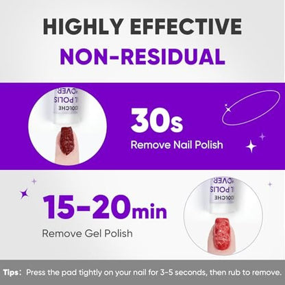 OAKDOLCHE 250 Pack Bulk Acetone Nail Polish Remover Pads, Individually Wrapped & Travel-Friendly, Quick & Effective for Gel & Fingernail Polish, Home & Professional Nail Polish Removal Wipes