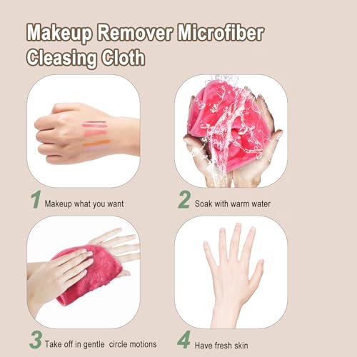 KODAMO Makeup Remover Cloth - Reusable Microfiber Face Towels for Makeup Removal, Cleansing & Skincare - Washable Facial Cloths for Sensitive Skin (Pack of 5) - görsel 12