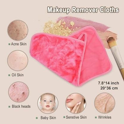KODAMO Makeup Remover Cloth - Reusable Microfiber Face Towels for Makeup Removal, Cleansing & Skincare - Washable Facial Cloths for Sensitive Skin (Pack of 5)