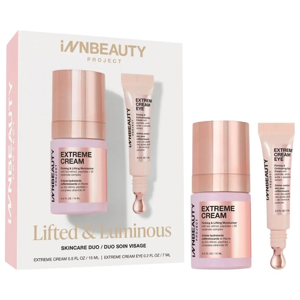 INNBEAUTY Project Lifted & Luminous Travel Skincare Holiday Gift Set – Extreme Cream & Extreme Cream Eye for Firming, Lifting, Hydrating (Travel Size) Avelisse