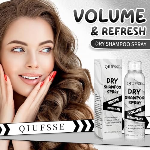QIUFSSE Dry Shampoo Spray - Volumizing Dry Shampoo for Women & Men, Absorbs Excess Oil, Instant Refresh Hair, Rice Starch, Keratin, Nourishes Hair Roots, 7.61 oz Avelisse