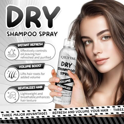 QIUFSSE Dry Shampoo Spray - Volumizing Dry Shampoo for Women & Men, Absorbs Excess Oil, Instant Refresh Hair, Rice Starch, Keratin, Nourishes Hair Roots, 7.61 oz Avelisse
