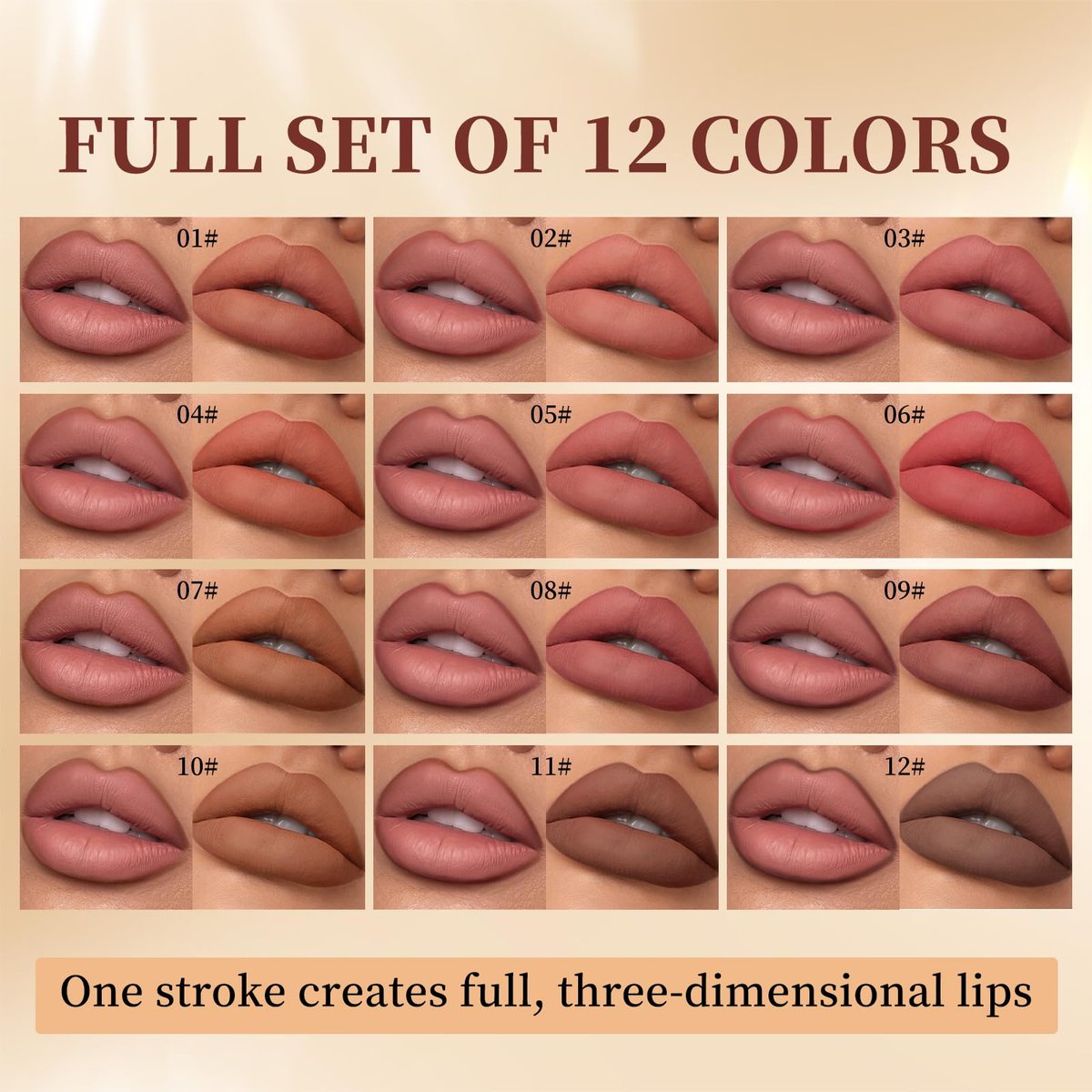 Petansy Matte Lip Liner Set - 12 Colors Long Lasting Waterproof Nude Lip Liner Pencil Set, Smooth High Pigmented Natural Lip Makeup Pencils - görsel 3