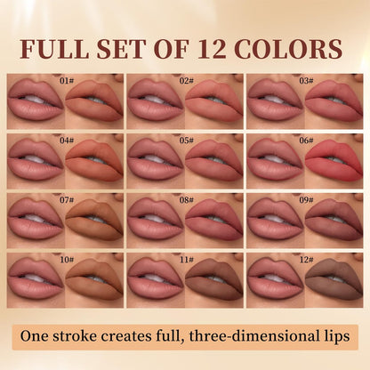 Petansy Matte Lip Liner Set - 12 Colors Long Lasting Waterproof Nude Lip Liner Pencil Set, Smooth High Pigmented Natural Lip Makeup Pencils