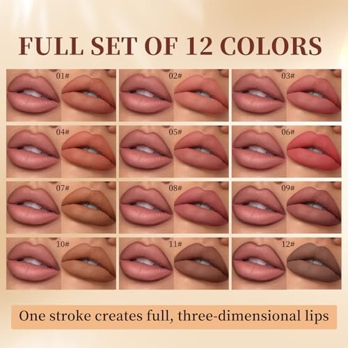 Petansy Matte Lip Liner Set - 12 Colors Long Lasting Waterproof Nude Lip Liner Pencil Set, Smooth High Pigmented Natural Lip Makeup Pencils - görsel 4