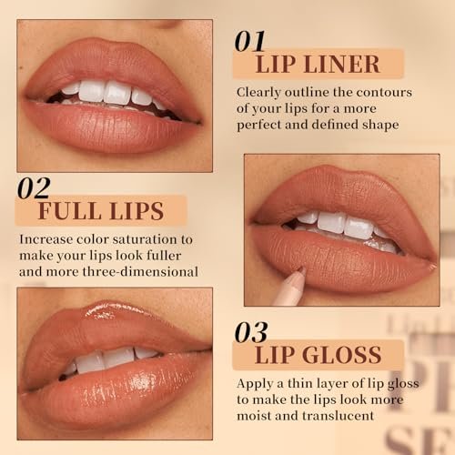 Petansy Matte Lip Liner Set - 12 Colors Long Lasting Waterproof Nude Lip Liner Pencil Set, Smooth High Pigmented Natural Lip Makeup Pencils - görsel 10