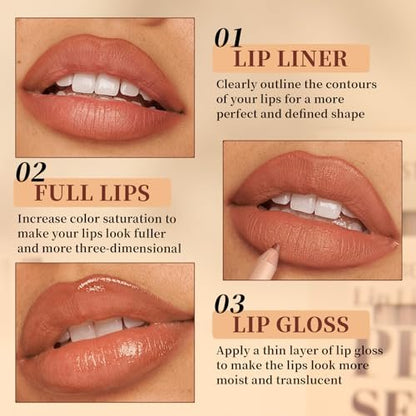 Petansy Matte Lip Liner Set - 12 Colors Long Lasting Waterproof Nude Lip Liner Pencil Set, Smooth High Pigmented Natural Lip Makeup Pencils