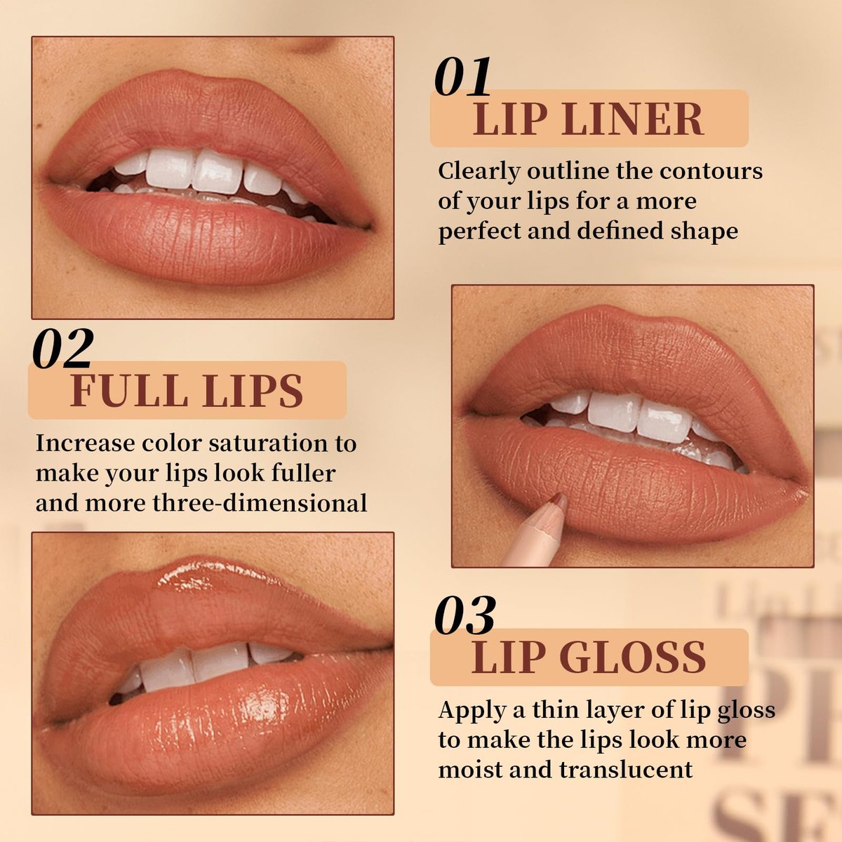 Petansy Matte Lip Liner Set - 12 Colors Long Lasting Waterproof Nude Lip Liner Pencil Set, Smooth High Pigmented Natural Lip Makeup Pencils - görsel 9