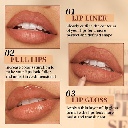 Petansy Matte Lip Liner Set - 12 Colors Long Lasting Waterproof Nude Lip Liner Pencil Set, Smooth High Pigmented Natural Lip Makeup Pencils