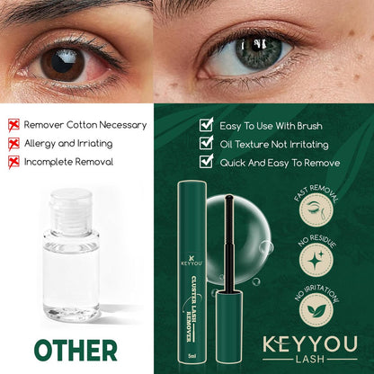 KEYYOU Lash Cluster Lash Remover 5ML – Oil-Based Gentle Eyelash Glue Remover for Lash Bond and Seal, Safe for Self-Application DIY Use