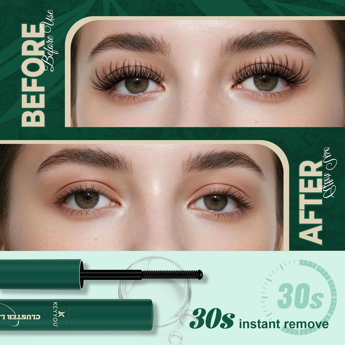 KEYYOU Lash Cluster Lash Remover 5ML – Oil-Based Gentle Eyelash Glue Remover for Lash Bond and Seal, Safe for Self-Application DIY Use - görsel 3
