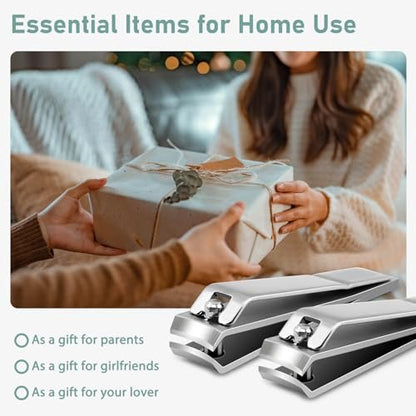 HOFASON 8 Pcs Large Curved Nail Clippers Set - Stainless Steel Fingernail and Toenail Clippers for Women and Men, Bulk Manicure Pedicure Kit for Travel and Stocking Stuffers